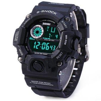 Skmei 1019 Military LED Watch Water Resistant Day Date Alarm Stopwatch Sports Wristwatch(INTL)  