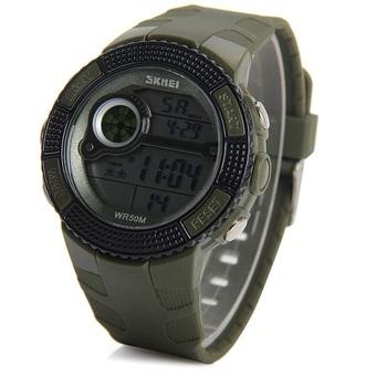 Skmei 1027 Military LED Watch 5ATM Water Resistant Day Date Alarm Sports Wristwatch (Green) - Intl  