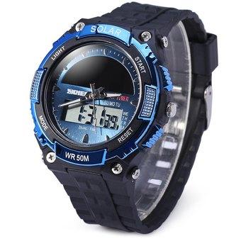 Skmei 1049 Solar Power Army LED Watch Date Week Dual-movt 5ATM Water Resistant Military Wristwatch for Sports (Intl)  