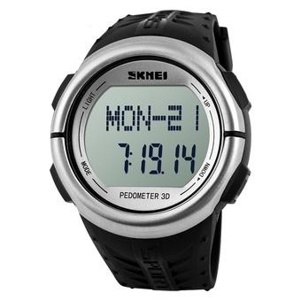 Skmei 1058 Heart Rate Sports LED Watch with Pedometer Function Water Resistance Silver (Intl)  
