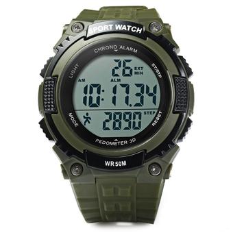 Skmei 1112 Multifunctional 3D Pedometer Male Wristwatch Army Green (Intl)  