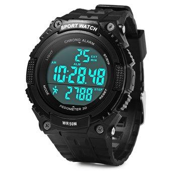 Skmei 1112 Multifunctional 3D Pedometer Male Wristwatch with PU Band (Black) - Intl  