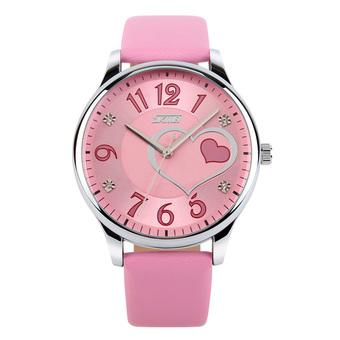 Skmei Female Waterproof Leather Strap Wrist Watch - Pink 9085  