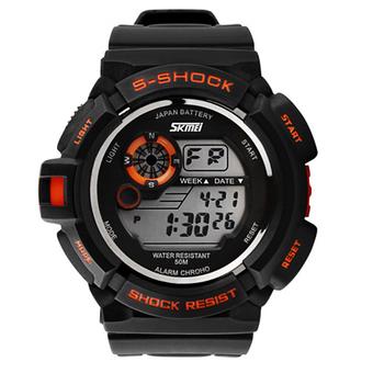 Skmei Unisex Black Rubber Starp Sport Wrist Watch+Orange 0939  