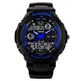 Skmei Watch Men's Shock Resistant Quartz Wristwatch Military LED Digit Watch Blue - Intl  