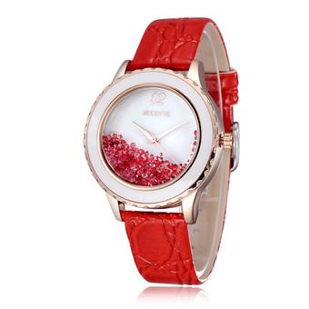 Skone Fashion Women Luxury Brand Ladies Dress Watches Luminous Quartz Watch Bracelet wristwatches red (Intl)  