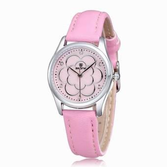 Skone Reloj Mujer 2017 Fashion Leather Watches Women Quartz Casual Watch(Pink) (Intl)  