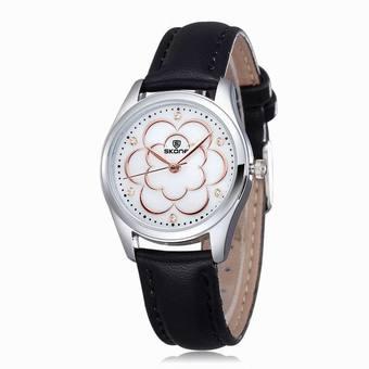 Skone Reloj Mujer 2018 Fashion Leather Watches Women Quartz Casual Watch(Black) (Intl)  