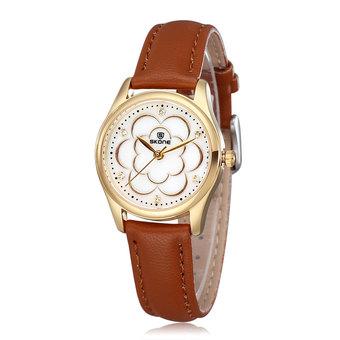 Skone Reloj Mujer Fashion Leather Watches Women Quartz Casual Watch Clocks Brand Wristwatches brown (Intl)  