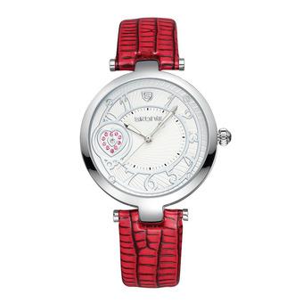 Skone Tag Luminous Heart Pattern Rhinestone Watch Women Luxury Brand Fashion Soft PU Band Leather Strap Watches Relogio Femininoâ€”Red  