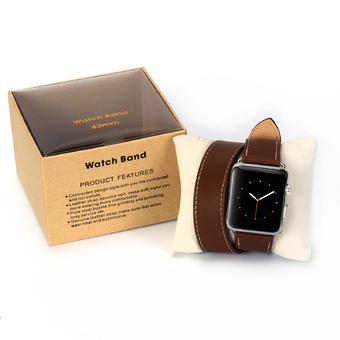 Small Size Long Genuine Leather Watchband Strap Double Tour Bracelet for Apple Watch 38mm in Brown - Intl  