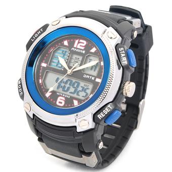 Sports Diving Dual Time Display Wrist Watch w/ Alarm Clock / Stopwatch - Black/Blue (1 x CR2016) (Intl)  