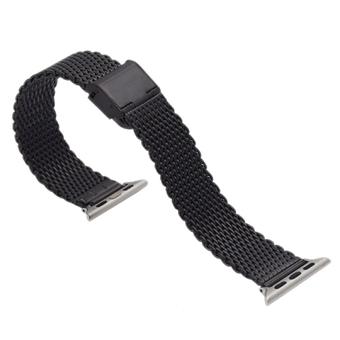 Stainless Steel Milanese Watch Bracelet with Connection Adapter for Apple iWatch (Black)  