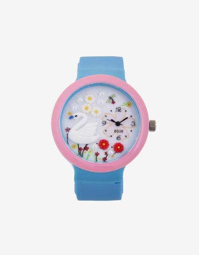 Super Watch Girls' Swan & Flowers Wrist Watch ABL1AM - Biru