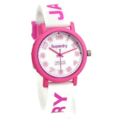 Superdry SYL196P Rubber Strap Jam Tangan Wanita - Putih/Pink