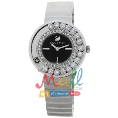 Swarovski Lovely Crystals White 1160305 Jam tangan Wanita Rantai Putih Dial Hitam - putih