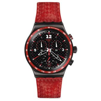 Swatch - Jam Tangan Pria - Hitam-Hitam - Strap Merah - YVM401 Rosso Fuoco  