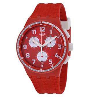 Swatch - Jam Tangan Pria - Merah-Merah - Rubber Merah - SUSR403  