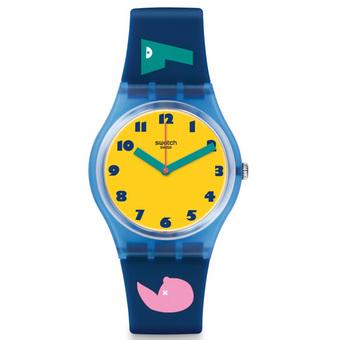 Swatch - Jam Tangan Wanita - Biru-Kuning - Rubber Biru- GN242  