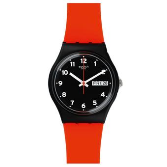 Swatch - Jam Tangan Wanita - Hitam-Hitam - Rubber Merah - GB754 Red Grin  