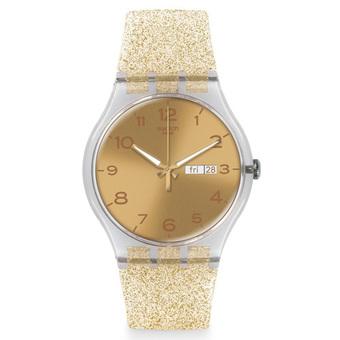 Swatch - Jam Tangan Wanita - Putih-Gold - Rubber Gold- SUOK704  