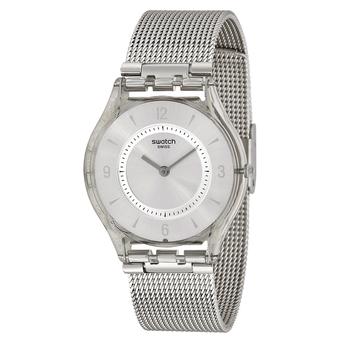 Swatch Jam Tangan Wanita - Silver - Resin - Knit Grey Milanese sfm118m  