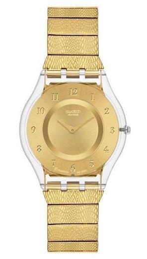 Swatch SFK355G jam tangan remaja stainles 34mm kuning emas