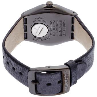 Swatch Women's Irony Ylm700 Black Leather Swiss Quartz Watch With Grey Dial (Intl)  