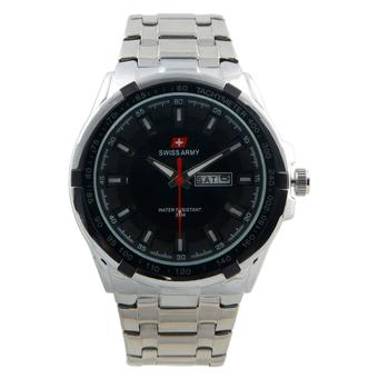 Swiss Army Combo - Jam Tangan Pria - Silver-Hitam - Stainless Steel - SA4100 SS BL  