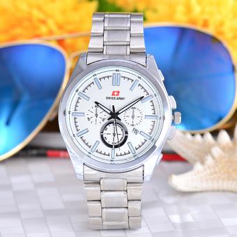 Swiss Army - Jam Tangan Pria - Body Silver - White Dial - Stainless Steel Band - SA-5386G-TGL-SW  