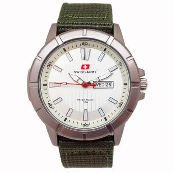 Swiss Army - Jam Tangan Pria - Kanvas Hijau - Dial Putih - SA 029 M  