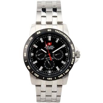 Swiss Army Multifunction Jam Tangan Pria - Silver - Strap Stainless - 1121 SS BL  