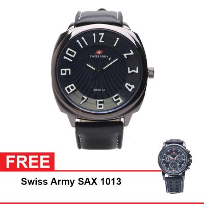 Swiss Army SAX 1235 Jam Tangan Analog Pria - Hitam + Free SAX 1013