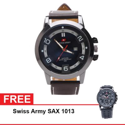 Swiss Army SAX 1239 Jam Tangan Analog Pria - Coklat + Free SAX 1013