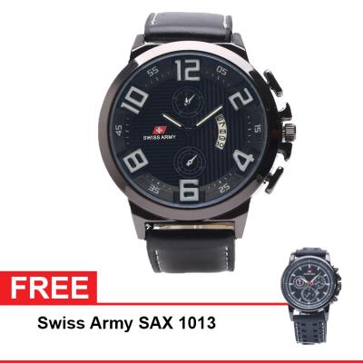 Swiss Army SAX 1241 Jam Tangan Analog Pria - Hitam + Free SAX 1013