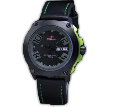 Swiss Navy 5852Mb jam tangan pria kulit kombi hijau 48mm-hitam