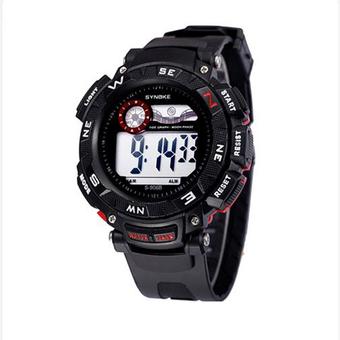 Synoke 89068 Sport Casual Watch Wristwatches 50M Waterproof with LED Backlight Red  