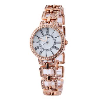 TIME100 Fashion Diamond Skeleton Roman Numerals Rose Gold Bracelet Ladies Quartz Watch W50220L.03A (Intl)  
