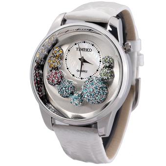 TIME100 Ladies' Diamonds Shell Dial Leather Strap Watch W50080L.01A (Intl)  