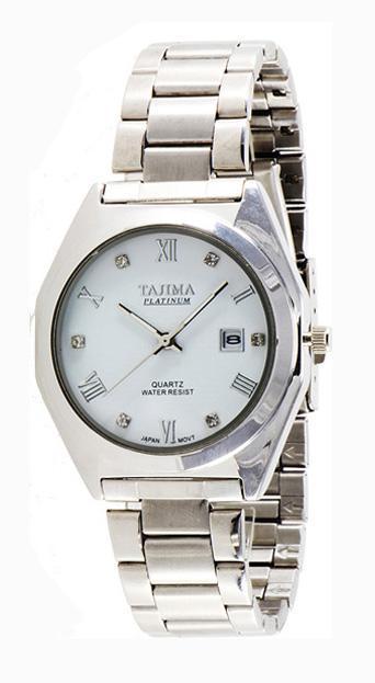 Tajima Analog Watch 0086 GA-07 Date - Jam Tangan Pria - White - Stainless Steel