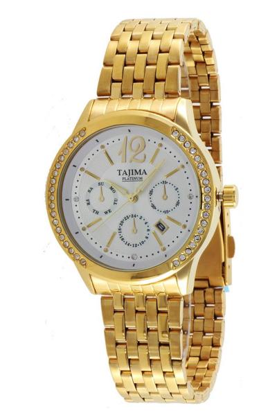 Tajima Analog Watch Date 3817 GG-01 Jam Tangan Wanita - Putih/Gold