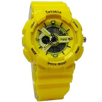 Tetonis TE7655 Dual Time Jam Tangan Wanita Rubber Strap - Kuning  