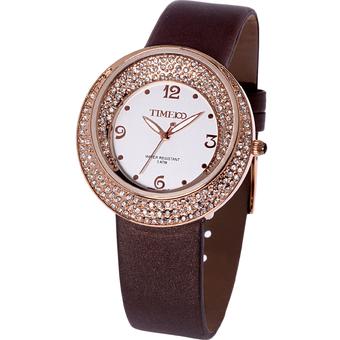 Time100 Ladies' Dazzling Diamond Brown Strap Fashion Watch W50041L.01A - Intl  