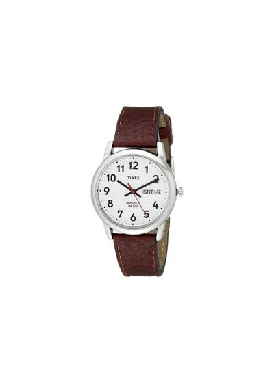 Timex Men's T20041 Easy Reader Leather Strap - Cokelat