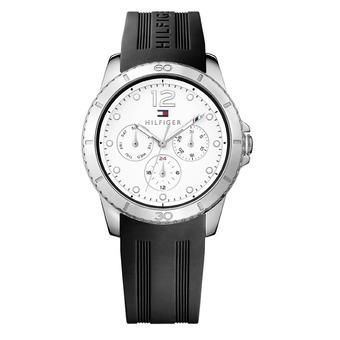 Tommy Hilfiger 1781580 White Dial Chrono Black Rubber Strap Ladies Watch (Intl)  