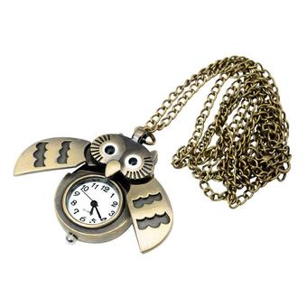 Unique Night Owl Necklace Pendant Analog Quartz Watches Vintage Pocket Watch (Intl)  
