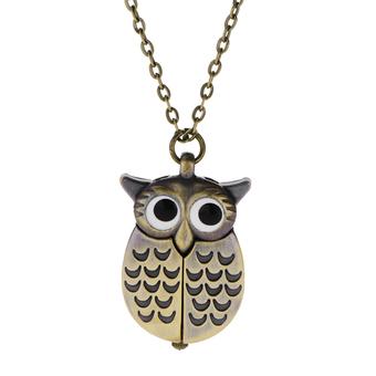 Unique antique fashion alloy vivid owl pocket watches pendent necklace Key Ring Watch for Men Women Ladies Students Gift Watch (Intl)  