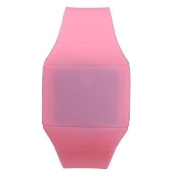 Unisex Digital LED Wrist Watch Girl Boy Touch Screen Silicone Sweet(Pink)  