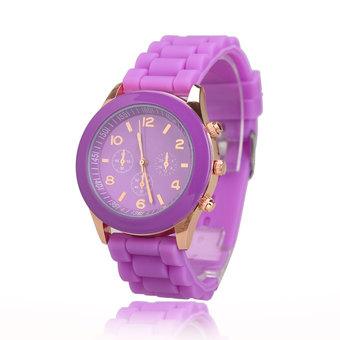 Unisex Fshion Silicone Jelly Quartz Sports Round Dial Wrist Watch Purple (Intl)  