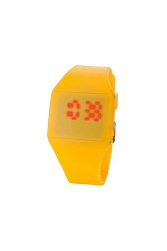 Unisex Ultra Thin LED Touch Digital Display Sport Watch Yellow  